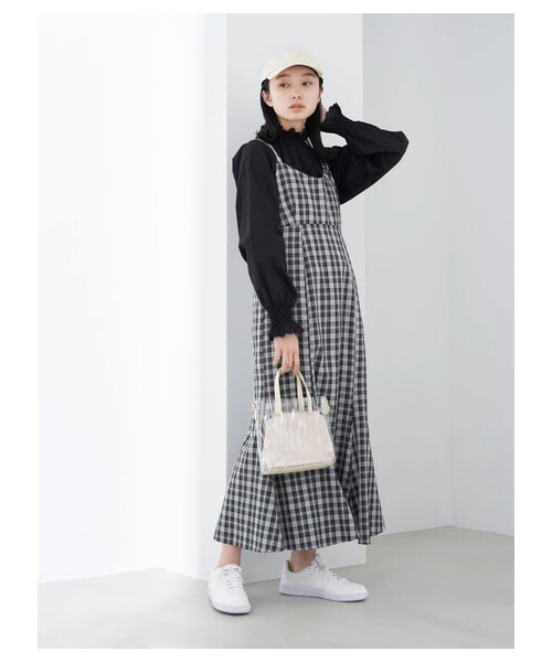 earth music&ecology(アースミュージックアンドエコロジー)の「【予約】チェックキャミワンピース(ワンピース/ドレス・ブラック/ブラウン・S/M)」の7枚目の写真