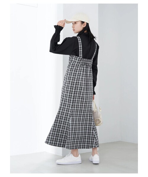 earth music&ecology(アースミュージックアンドエコロジー)の「【予約】チェックキャミワンピース(ワンピース/ドレス・ブラック/ブラウン・S/M)」の8枚目の写真