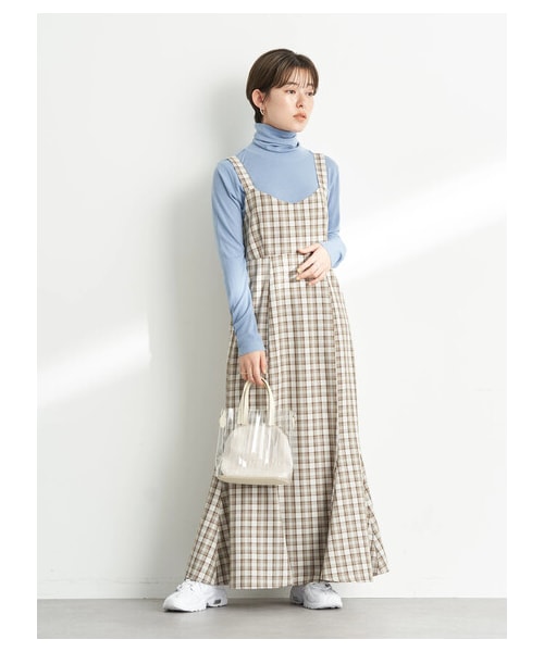 earth music&ecology(アースミュージックアンドエコロジー)の「【予約】チェックキャミワンピース(ワンピース/ドレス・ブラック/ブラウン・S/M)」の3枚目の写真