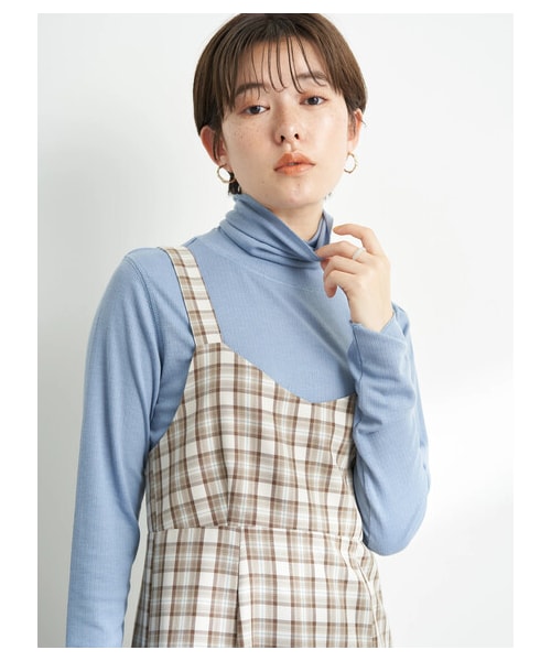 earth music&ecology(アースミュージックアンドエコロジー)の「【予約】チェックキャミワンピース(ワンピース/ドレス・ブラック/ブラウン・S/M)」の9枚目の写真