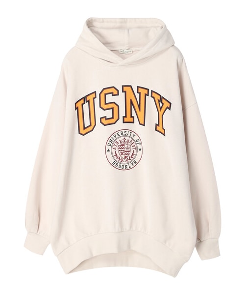 earth music&ecology(アースミュージックアンドエコロジー)の「グラフィックルーズパーカー(トップス・アイボリー/チャコールグレー・F)」の2枚目の写真