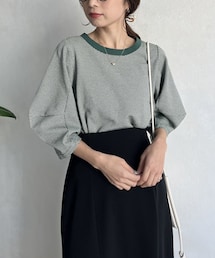 CAPRICIEUX LE'MAGE | チェック立体スリーブＴシャツ(Tシャツ/カットソー)