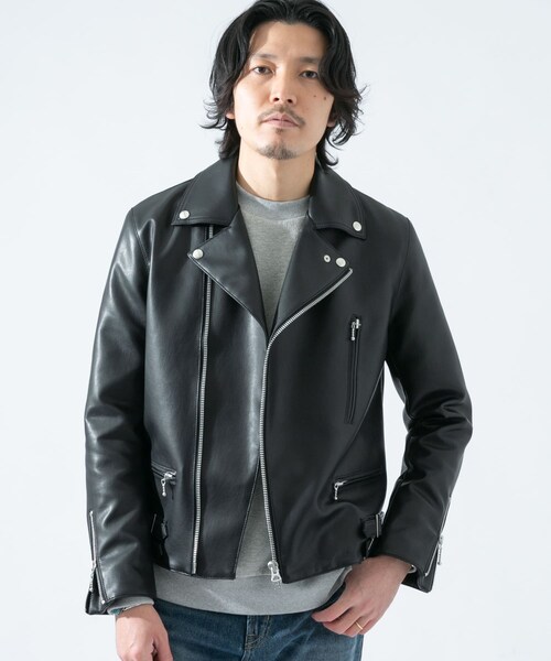 URBAN RESEARCH ROSSO WOMEN(アーバンリサーチ ロッソ)の「仿皮革質感騎士外套(ジャケット/アウター・メンズ・黑色・M/L)」の2枚目の写真