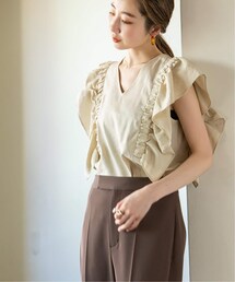 Noble（ノーブル）の「《予約》リネンラッフルスリーブブラウス（トップス）」