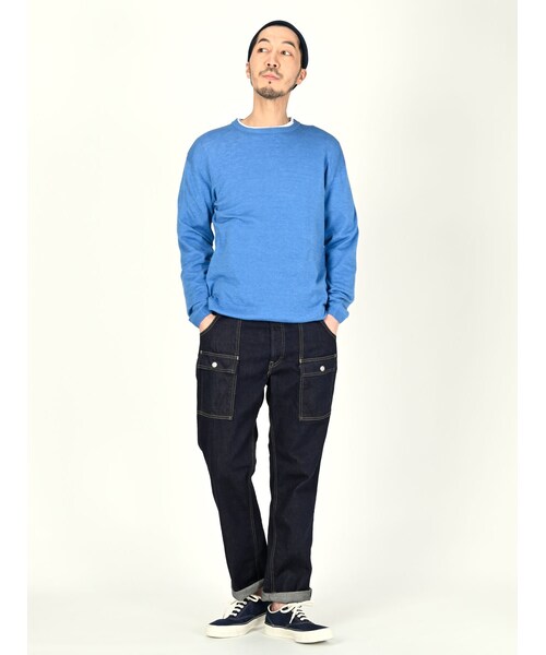 45R ✨ライ麦デニムのブッシュパンツ（インディゴ 加工）デニムパンツ