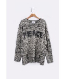 ORENDA | 俐落線條字母側拉鍊混色毛衣(トップス)