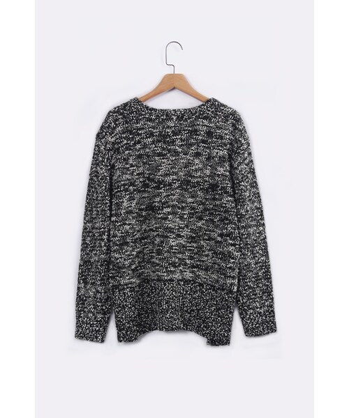 ORENDA（オレンダ）の「俐落線條字母側拉鍊混色毛衣（トップス・レディース・杏色/黑・F）」の3枚目の写真