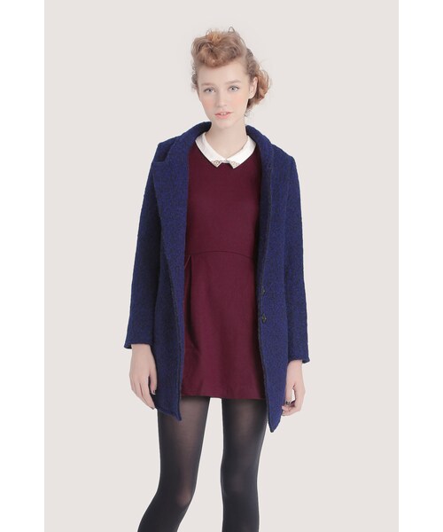 ORENDA（オレンダ）の「名媛千金風飾領毛呢洋裝（ワンピース/ドレス・レディース・酒紅/丈青/麻灰・S/M）」の12枚目の写真