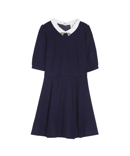 ORENDA（オレンダ）の「名媛千金風飾領毛呢洋裝（ワンピース/ドレス・レディース・酒紅/丈青/麻灰・S/M）」の6枚目の写真