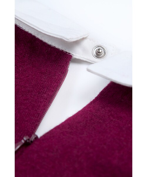 ORENDA（オレンダ）の「名媛千金風飾領毛呢洋裝（ワンピース/ドレス・レディース・酒紅/丈青/麻灰・S/M）」の15枚目の写真