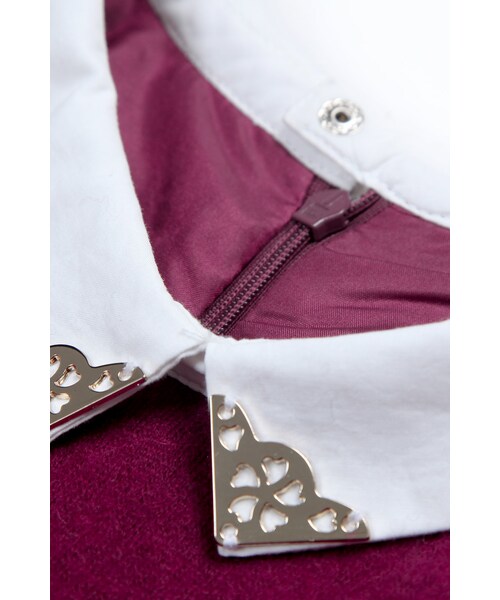 ORENDA（オレンダ）の「名媛千金風飾領毛呢洋裝（ワンピース/ドレス・レディース・酒紅/丈青/麻灰・S/M）」の14枚目の写真