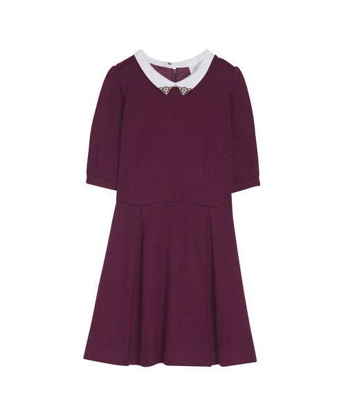 ORENDA（オレンダ）の「名媛千金風飾領毛呢洋裝（ワンピース/ドレス・レディース・酒紅/丈青/麻灰・S/M）」の13枚目の写真