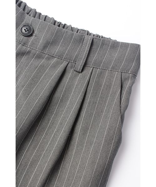 ORENDA(オレンダ)の「英倫風格直條紋鬆緊老爺褲(パンツ・レディース・灰/黑・S/M/L)」の7枚目の写真