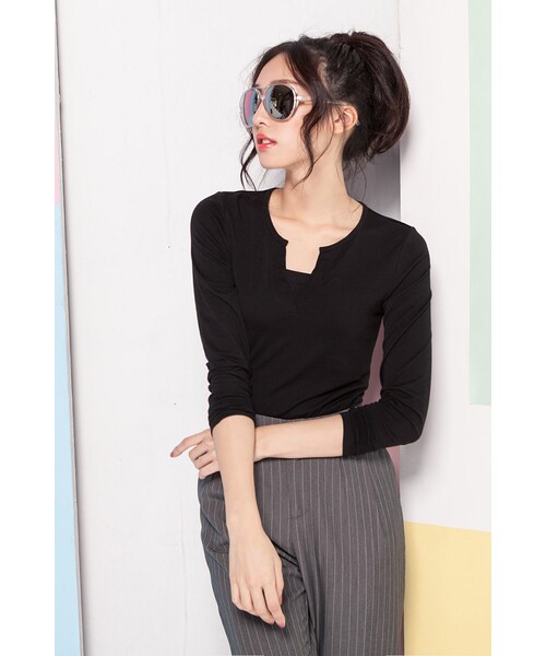 ORENDA(オレンダ)の「英倫風格直條紋鬆緊老爺褲(パンツ・レディース・灰/黑・S/M/L)」の6枚目の写真