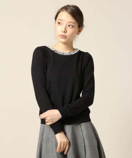 LOWRYS FARM（ローリーズファーム）の「スウェットビジュープルオーバーロングスリーブ（トップス・レディース・オフ/ブラック/グレー/バーガンディ・Ｍ/Ｌ）」の2枚目の写真