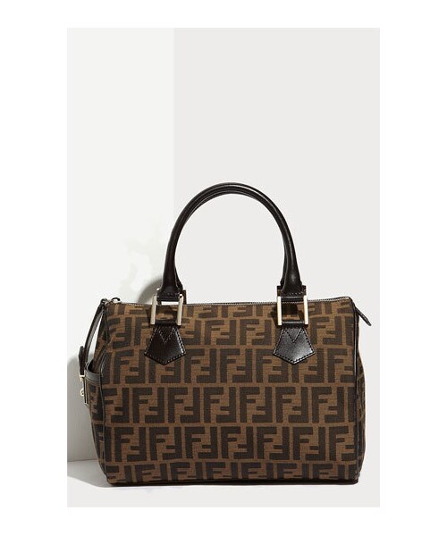 FENDI（フェンディ）の「Fendi 'Chef Boston - Zucca' Logo Jacquard Satchel（ショルダーバッグ・レディース・Tobacco/ Brown・12"W x 8"H x 7"D. (Measures small.)）」の4枚目の写真