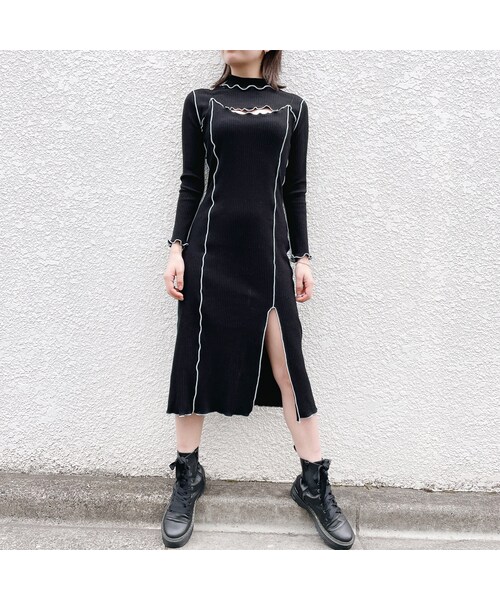 lilLilly（リルリリー）の「リブアンサンブルドレス（ワンピース/ドレス・レディース・IVORY(3/4~順次配送)/MINT (3/4~順次配送)/BLACK (3/4~順次配送)）」の9枚目の写真