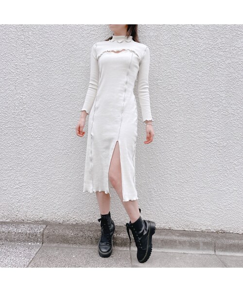 lilLilly（リルリリー）の「リブアンサンブルドレス（ワンピース/ドレス・レディース・IVORY(3/4~順次配送)/MINT (3/4~順次配送)/BLACK (3/4~順次配送)）」の6枚目の写真