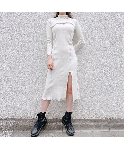 lilLilly（リルリリー）の「リブアンサンブルドレス（ワンピース/ドレス・レディース・IVORY(3/4~順次配送)/MINT (3/4~順次配送)/BLACK (3/4~順次配送)）」の4枚目の写真