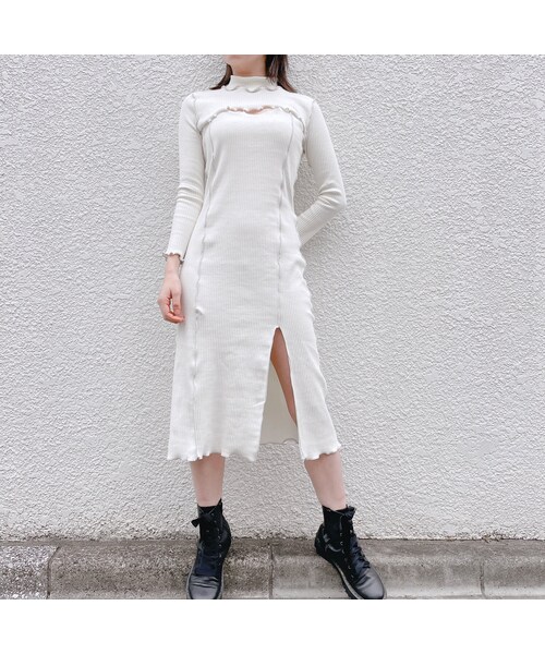 lilLilly（リルリリー）の「リブアンサンブルドレス（ワンピース/ドレス・レディース・IVORY(3/4~順次配送)/MINT (3/4~順次配送)/BLACK (3/4~順次配送)）」の2枚目の写真