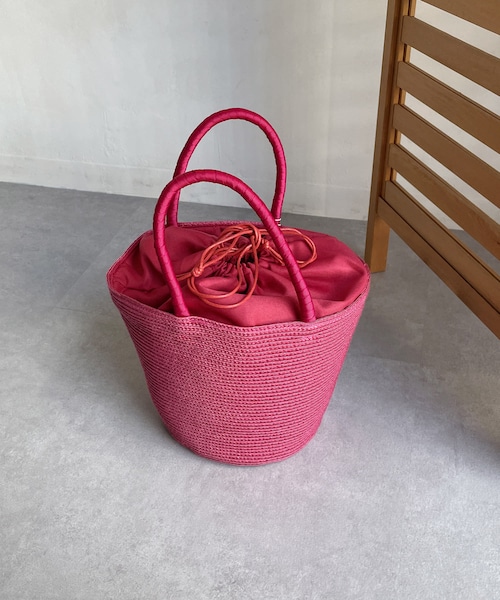 CAPRICIEUX LE'MAGE（カプリシューレマージュ）の「コロールテーパードバッグ（トートバッグ・ホワイト/ピンク/グリーン・F）」の2枚目の写真