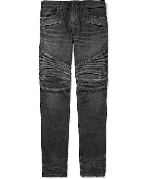 BALMAIN スリムフィットパンツ ブラック 34 BALMAIN レッド スリムフィットジーンズ
