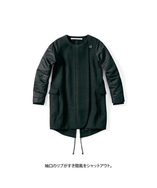 Haco ハコ の She Through Sea カラス色のノーカラーモッズコート ステンカラーコート Wear