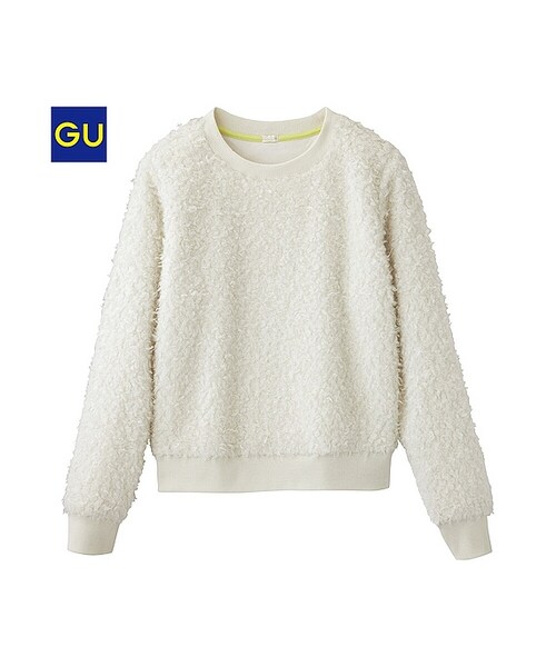 GU（ジーユー）の「（GU）ボアプルオーバー（長袖）（WOMEN ⁄ カットソー（Ｔシャツ）・レディース・BLACK/BEIGE/OFF WHITE・L/S/M）」の2枚目の写真