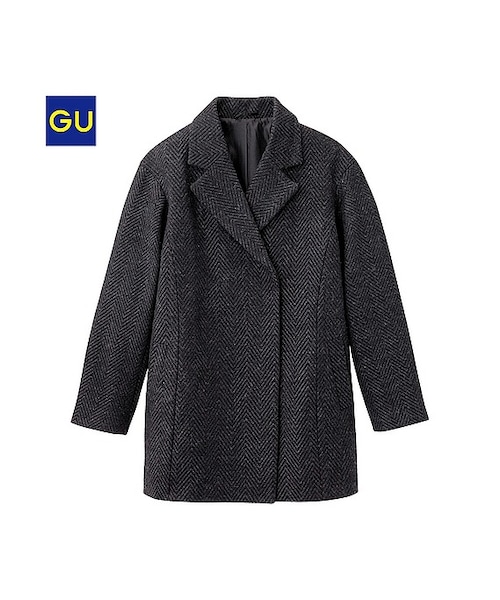 GU（ジーユー）の「（GU）シャギーコート（WOMEN ⁄ アウター・レディース・DARK GRAY/BLACK・L/XL/S/M）」の2枚目の写真