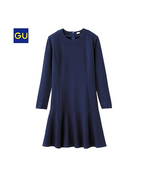 GU（ジーユー）の「（GU）アンダーフレアワンピース（長袖）（WOMEN ⁄ ワンピース・レディース・BLACK/PINK/NAVY・M/L/XL/S）」の2枚目の写真