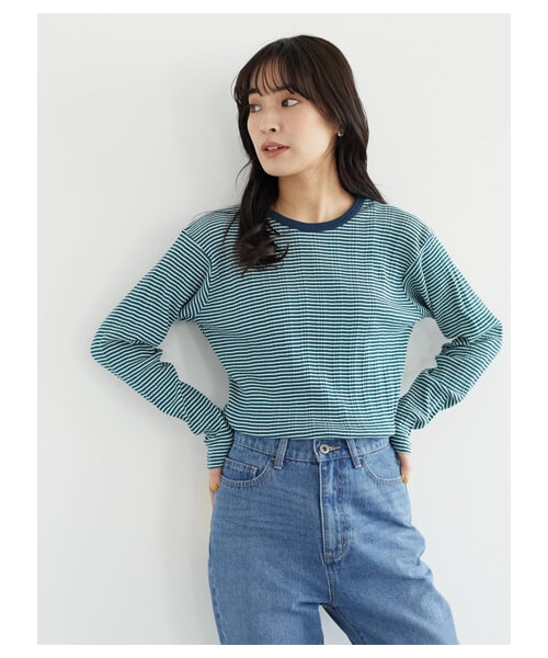 Green Parks(グリーンパークス)の「配色リブプルオーバー(トップス・イエロー/グリーン/ネイビー・F)」の14枚目の写真