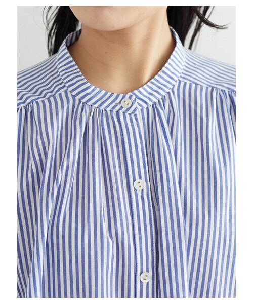 Green　Parks（グリーンパークス）の「・ELENCARE DUE ストライプシャツワンピース（ワンピース/ドレス・ブラック/ベージュ/グリーン/ブルー・F）」の8枚目の写真