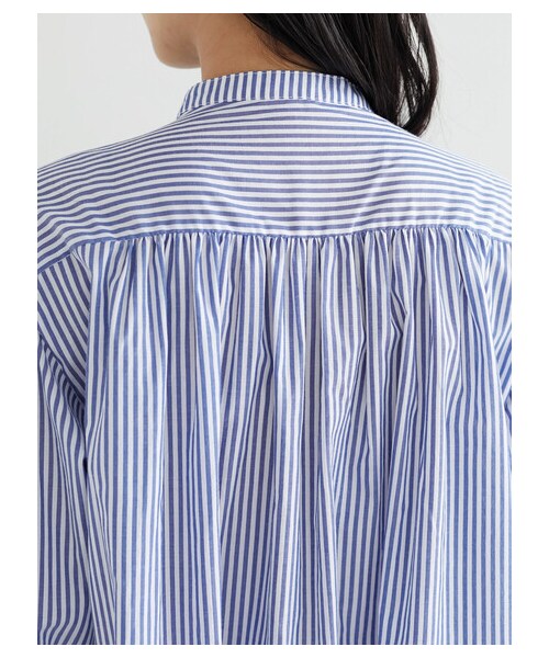 Green　Parks（グリーンパークス）の「・ELENCARE DUE ストライプシャツワンピース（ワンピース/ドレス・ブラック/ベージュ/グリーン/ブルー・F）」の10枚目の写真