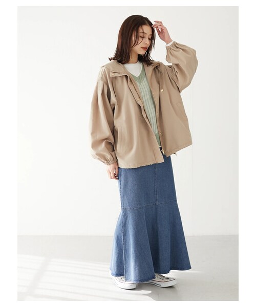 Green　Parks（グリーンパークス）の「・ELENCARE DUE ワイドマウンテンパーカー（ジャケット/アウター・アイボリー/ブラック/ベージュ/イエロー・F）」の2枚目の写真