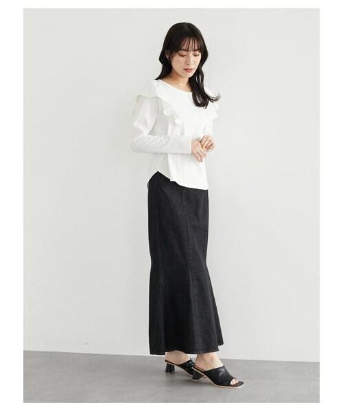 Green　Parks（グリーンパークス）の「・ELENCARE DUE デニムマーメイドスカート（スカート・ブラック/インディゴ/ミックス・F）」の2枚目の写真