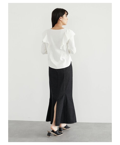 Green　Parks（グリーンパークス）の「・ELENCARE DUE デニムマーメイドスカート（スカート・ブラック/インディゴ/ミックス・F）」の4枚目の写真