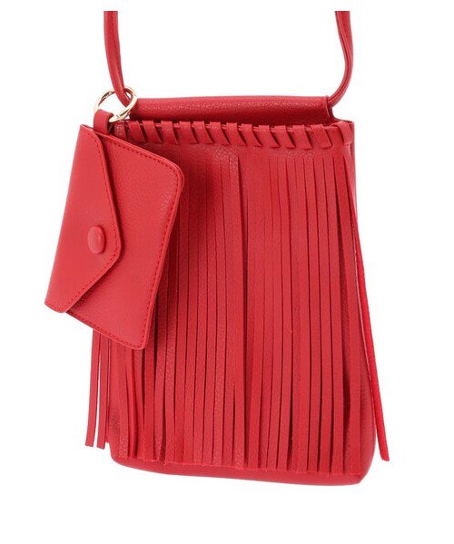 Green　Parks（グリーンパークス）の「【予約】・cache cache フリンジショルダー（財布/小物・アイボリー/グレー/ブラック/レッド/イエロー・F）」の12枚目の写真