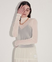 city（シティ）の「ストレッチチュールハイネックTOPS（Tシャツ/カットソー）」