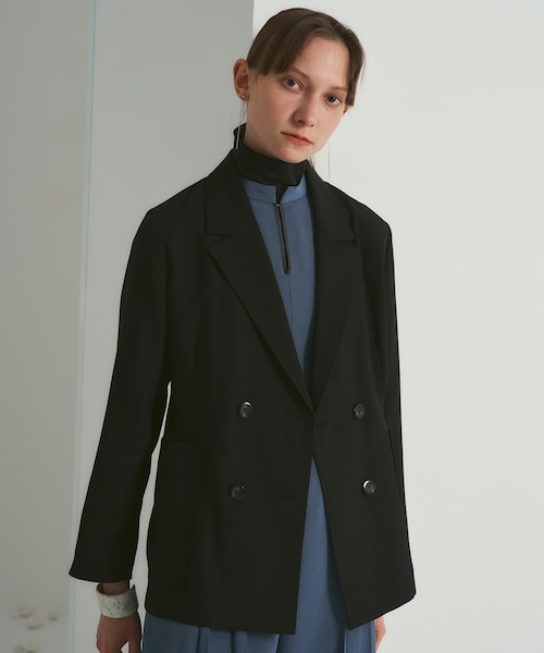 リネンライクダブルジャケット Maison de CINQ｜[小さいサイズ/セットアップ対応]リネンライクダブル