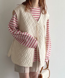 w closet | ★先行予約★前リボンVネックキルティングベスト【4月上旬入荷】(ジャケット/アウター)
