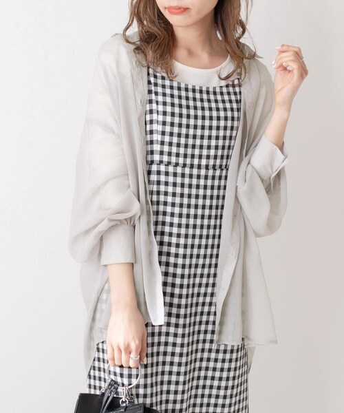 OLIVE des OLIVE（オリーブデオリーブ）の「カラフルシアシャツ（シャツ/ブラウス・レディース・オフホワイト/グリーン/グレー/ピンク系その他/グリーンイエロー・FREE）」の3枚目の写真