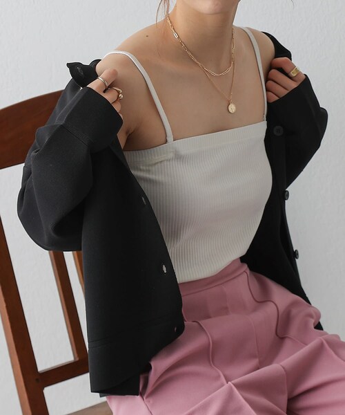 COLONY 2139（コロニートゥーワンスリーナイン）の「カップ付リブクロップドチューブトップ/キャミソール（タンクトップ・レディース・アイボリー/モカ/ブラック・S/M/L）」の2枚目の写真