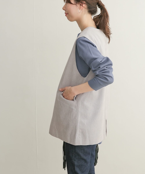 URBAN RESEARCH DOORS（アーバンリサーチドアーズ）の「コットンノーカラーベスト（その他・レディース・GRAY/BEIGE・1）」の10枚目の写真