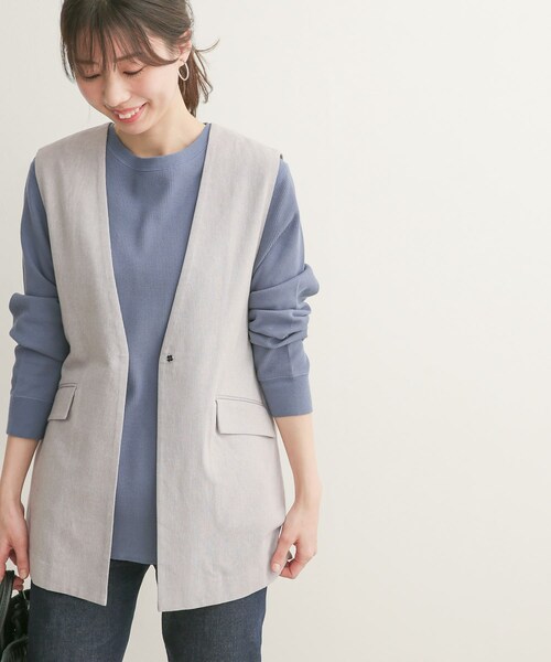 URBAN RESEARCH DOORS（アーバンリサーチドアーズ）の「コットンノーカラーベスト（その他・レディース・GRAY/BEIGE・1）」の9枚目の写真