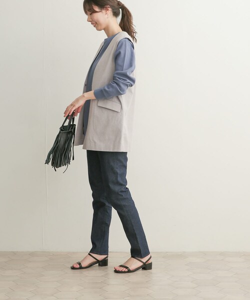 URBAN RESEARCH DOORS（アーバンリサーチドアーズ）の「コットンノーカラーベスト（その他・レディース・GRAY/BEIGE・1）」の15枚目の写真