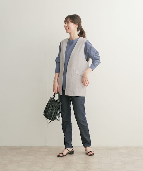 URBAN RESEARCH DOORS（アーバンリサーチドアーズ）の「コットンノーカラーベスト（その他・レディース・GRAY/BEIGE・1）」の14枚目の写真