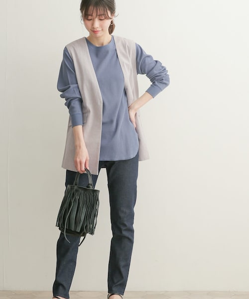 URBAN RESEARCH DOORS（アーバンリサーチドアーズ）の「コットンノーカラーベスト（その他・レディース・GRAY/BEIGE・1）」の4枚目の写真