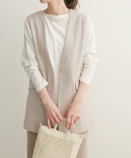 URBAN RESEARCH DOORS（アーバンリサーチドアーズ）の「コットンノーカラーベスト（その他・レディース・GRAY/BEIGE・1）」の21枚目の写真