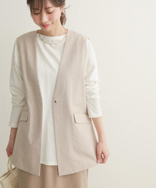 URBAN RESEARCH DOORS（アーバンリサーチドアーズ）の「コットンノーカラーベスト（その他・レディース・GRAY/BEIGE・1）」の22枚目の写真