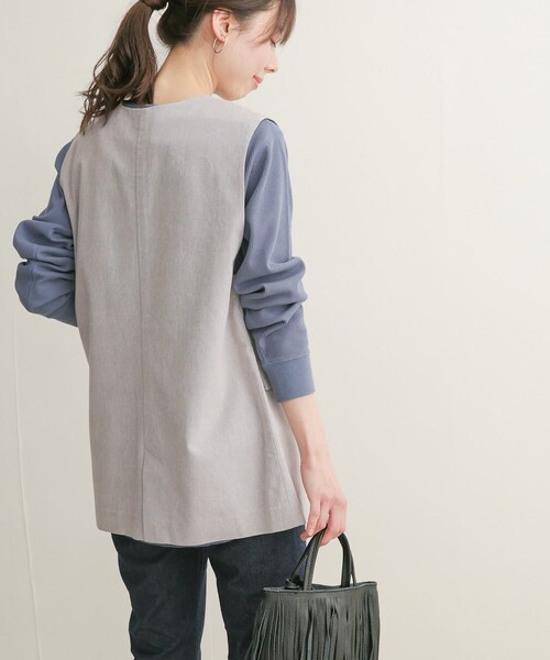 URBAN RESEARCH DOORS（アーバンリサーチドアーズ）の「コットンノーカラーベスト（その他・レディース・GRAY/BEIGE・1）」の12枚目の写真